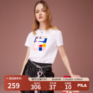 FILA 斐樂(lè )女裝官方女士短袖T恤夏季休閑運動(dòng)內搭t恤運動(dòng)上衣 標準白-F11W118151F M （165/84A/M）