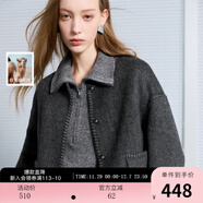 三彩【綿羊毛】2025冬季新款雙面呢短外套毛呢大衣女 礦石灰預售[付款10天內]發(fā) S 155/80A