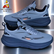 稻草人（MEXICAN）品牌男鞋2026秋冬新款時(shí)尚運動(dòng)鞋舒適潮流加絨棉鞋輕便厚底休閑鞋 8527深灰【防水輕彈升級版】 39