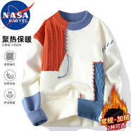 NASA MARVEL針織衫秋冬季百搭休閑圓領(lǐng)潮流毛衣保暖情侶針織衫上衣 橘色 2XL