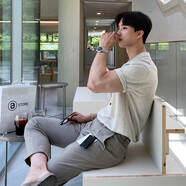 莆市YNP輕奢潮牌慵懶風(fēng)開(kāi)衫短袖polo衫男夏季新款百搭型男范針織體恤 淺灰色 XL