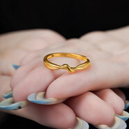 初凰扭結戒指9999足金包銀古法素圈指環(huán)男女士情侶款對戒 扭結戒指【0.8克】【5D硬金+銀芯】