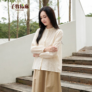 子牧棉麻2025春裝 女文藝百搭復古氣質(zhì)重工刺繡襯衫上衣3475 繡球 M (建議95-115斤)