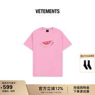 VETEMENTS夏季潮流西瓜T 全棉短袖圓領(lǐng)寬松休閑簡(jiǎn)約情侶款高街西瓜T恤2025 粉紅 M