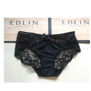EBLIN韓國EBLIN黑色蕾絲經(jīng)典女士?jì)妊濈U空透氣舒適短褲性感 黑色蕾絲（全新） S