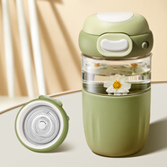 草莓生活cmsh茶杯個(gè)人專(zhuān)用高檔精致喝茶杯子茶水分離泡茶水杯女士 無(wú)鉛玻璃[田園綠]480ml