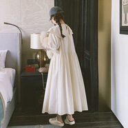 閨蜜裝長(cháng)裙學(xué)生大碼300斤日系可愛(ài)娃娃領(lǐng)連衣裙夏季新款韓系甜美 米白色 L 建議80-120斤