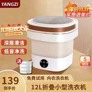 YANGZI揚子集團半全自動(dòng)迷你洗衣機小型洗脫一體 內衣內褲洗衣機學(xué)生宿舍 嬰兒洗襪子機帶脫水租房半自動(dòng) 折疊款12L白【藍光+CLE深度清潔+低音凈洗】