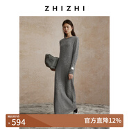 致知ZHIZHI 玉燭新羊毛圈圈紗連衣裙女24秋新寬松直身松弛 月影灰色 S