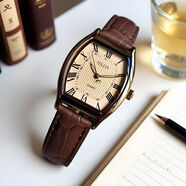 聚利時(shí)邢菲同款復古休閑皮帶小眾酒桶手表女士學(xué)生考試石英情侶表JA-703 小酒桶咖色女款【升級蝴蝶扣】 +原裝禮盒+鏡子+電子2