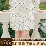 IVY HOUSE常春藤兒童裝女童2024春季新款  老花滿(mǎn)印柔軟針織棉半身短裙親膚 米白色短裙 110/50cm（（上衣110/52cm））