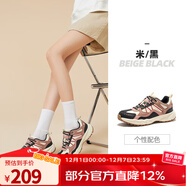 駱駝盤(pán)龍戶(hù)外登山鞋防水防滑耐磨徒步鞋透氣緩震運動(dòng)鞋越野跑鞋 FB22236784，米/黑，女 密網(wǎng)版 37