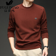 富貴鳥(niǎo)（FUGUINIAO）男士長(cháng)袖t恤2025秋冬季新款印花圓領(lǐng)衛衣中青年休閑打底衫爸爸裝 酒紅色 M 165/48