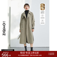 自巧小個(gè)子毛呢外套女中長(cháng)款冬季新款雙面呢赫本風(fēng)羊毛大衣 灰綠色 M