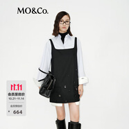 MO&Co.【明星同款】連衣裙精紡全手工珠繡鉆飾摩安珂 黑色 S 160