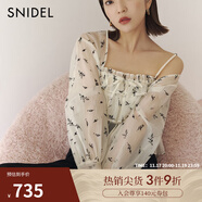 SNIDEL春夏甜美雪紡荷葉邊吊帶微透襯衫兩件套SWFB241145 花朵圖案 均碼 （F）