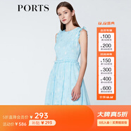 PORTS寶姿商場(chǎng)同款 新品女裝甜美木耳邊裝飾無(wú)袖連衣裙SN8D027HPP022 煙波色 L (8)