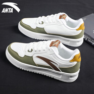 安踏板鞋男學(xué)生休閑皮面輕便厚底增高2025冬季新款輕松正品運動(dòng)鞋 -2藤青綠/紙莎白/肉桂棕 39