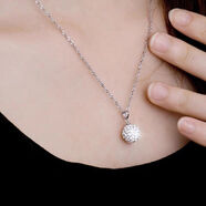 JY周大豐s純銀925水鉆球項鏈女式韓版時(shí)尚超閃輕奢氣質(zhì)鑲鉆帶墜設 s925銀色水鉆球項鏈女式韓版時(shí)尚超閃輕奢氣質(zhì)鑲鉆帶墜