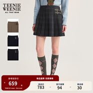 Teenie Weenie小熊女裝半身裙25秋季新款時(shí)尚優(yōu)雅高腰A字百褶短裙 撞色 S