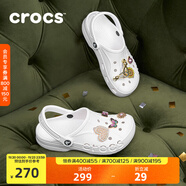 CROCS卡駱馳洞洞鞋貝雅男鞋女鞋輕便耐磨一腳蹬拖鞋休閑鞋|10126 白-100 41 /42(260mm)