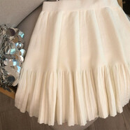 稻煥miu系小魚(yú)尾2025秋冬季軟糯針織半身百褶短裙百搭顯瘦a字 白色短裙 M