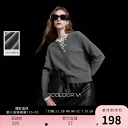 三彩【100綿羊毛】2025冬季新款針織衫假兩件長(cháng)袖簡(jiǎn)約套頭衫M 深邃灰 M 160/84A