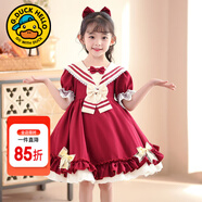 G.duck童裝女童連衣裙春秋兒童裙子中大童秋冬洛麗塔公主裙女孩夏天禮服 紅色【夏款】 130 尺碼7~8歲【120-130cm】cm