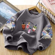 采購產(chǎn)品男孩，大的兒童的運動(dòng)衫，底褲襯衫，長(cháng)袖t恤，時(shí)尚的兒童 4杯奶茶-灰色-春秋款 110 cm_萬(wàn)人在拼