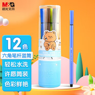晨光（M&G）文具12色可洗水彩筆六角桿幼兒園兒童安全畫(huà)筆彩色筆藍筒 生日禮物 ACP901P5B