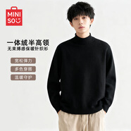 名創(chuàng  )優(yōu)品（MINISO）半高領(lǐng)針織毛衣男款冬季一體絨保暖內搭疊穿加厚打底衫 黑 XL
