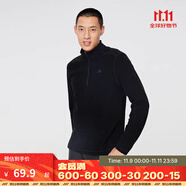 迪卡儂（DECATHLON）保暖戶外抓絨衣外套男女運動寬松秋搖粒絨外套沖鋒衣內(nèi)膽 男款-半拉鏈-黑色 S