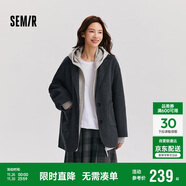 森馬（Semir）外套女中長(cháng)款西裝領(lǐng)通勤寬松2024冬含羊毛雙面呢夾克109724108021
