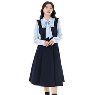 芬爾祺大碼公主氣質(zhì)顯瘦蝴蝶結飄帶假兩件a字長(cháng)連衣裙遮肚子新款胖mm 公主氣質(zhì)蝴蝶結飄帶長(cháng)裙 M