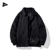 LOMBT美式復古麂皮絨夾克男秋冬潮流棒球服寬松休閑外套TS21黑色2XL
