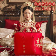 接運貓結婚被子收納袋被袋喜四件套裝棉被的包裝袋子手提陪嫁牛津布袋子 吾家有禧-新娘推薦[一級錦棉面料繡娘十萬(wàn)針刺繡 小號裝陪嫁[四件套/夏涼被/空調被]