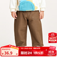 迷你巴拉【軟牛仔】男童女童長(zhǎng)褲寶寶時(shí)尚錐形褲兒童休閑褲 胡桃棕51018 120 cm