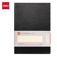 得力（deli）大本筆記本16K80張軟面皮面本記事本辦公用品工作日志本250mm*175mm 黑色7996