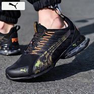 彪馬（PUMA）男鞋女鞋 25冬季新款運動(dòng)鞋耐磨復古休閑鞋子男網(wǎng)面透氣跑步鞋 黑色-柑橘橙色/可視化cell緩震 44.5 (內長(cháng)290mm)