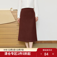 獨束【雙旦系列】法式復古大碼胖MM套裝紅色蕾絲拼接馬甲兩件套 紅棕色（半裙） M (尺碼：1) (尺碼：1)