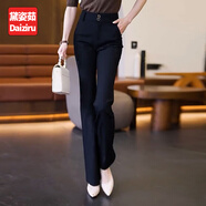 黛姿茹（daiziru）微喇卡其色休閑褲女秋季女裝2025新款高腰九分西裝褲子女工裝褲女 黑色九分 L (28) 推薦105-115斤