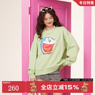 拉拉波波哆啦A夢(mèng)新款設計感減齡薄衛衣女圓領(lǐng)寬松顯瘦高級上衣ABCD-WSTS18 綠色 M