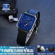 卡西歐（CASIO）【圣誕禮物】男表女表卡西歐手表潮流小方塊時(shí)尚休閑皮帶情侶腕表 MTP-M305L-2AVDF素影蔚藍