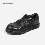 dreambox鈞博vibram高檔男士板鞋水洗馬皮平底手工休閑鞋英倫男鞋 黑色 40