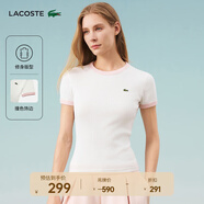 LACOSTE法國鱷魚(yú)女裝25春夏新款拼色純棉修身舒適短袖T恤|TF2432 NFU/白色/粉色拼色 M 38