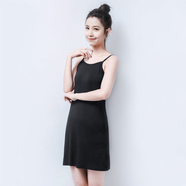 現寶蓮春秋季吊帶裙女士中長(cháng)新款黑白色背心連衣裙性感外穿內搭打底衫 黑色吊帶中裙 2XL 110-125斤