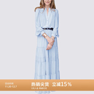 MeetMetro瑪依爾法式仙女連衣裙女2025秋新款高端氣質(zhì)純欲風(fēng)裙子禮服長(cháng)裙 淺藍【現貨】 S