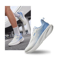 361男鞋運動(dòng)鞋男2025夏季新款網(wǎng)面透氣跑步鞋男輕便休閑減震跑鞋 透氣羽毛白天水藍 39 39