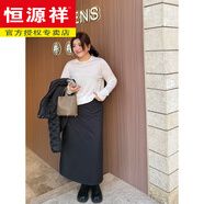 恒源祥品牌胖mm冬季新款羽絨半身裙大碼女90白鴨絨直筒保暖長(cháng)半裙200斤 黑色 常規 XL