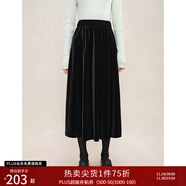 自巧小個(gè)子赫本風(fēng)絲絨休閑褲2024秋冬新款小黑裙高腰顯瘦半身裙 謐黑色半裙 XXS (1碼)